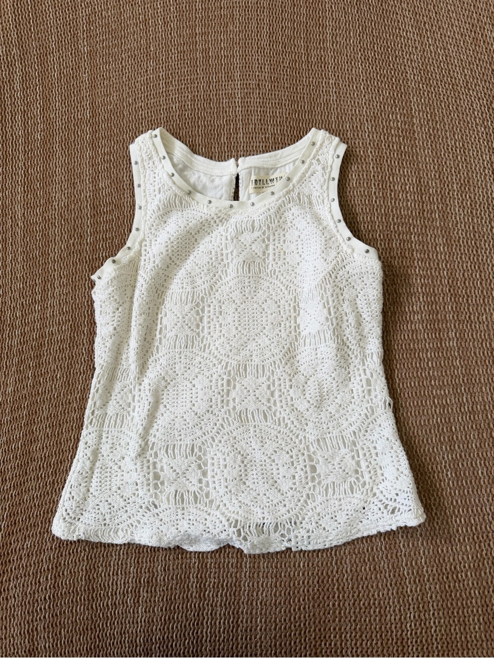 Idyllwind White Crochet Tank Top with Stud Accents